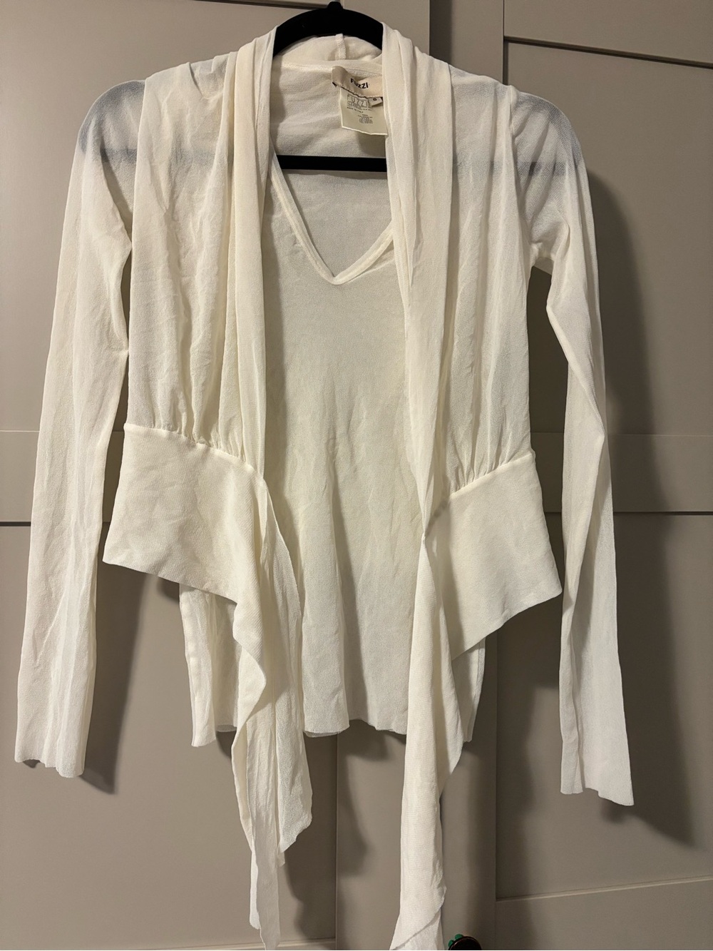Fuzzi sheer cream nylon top- Small